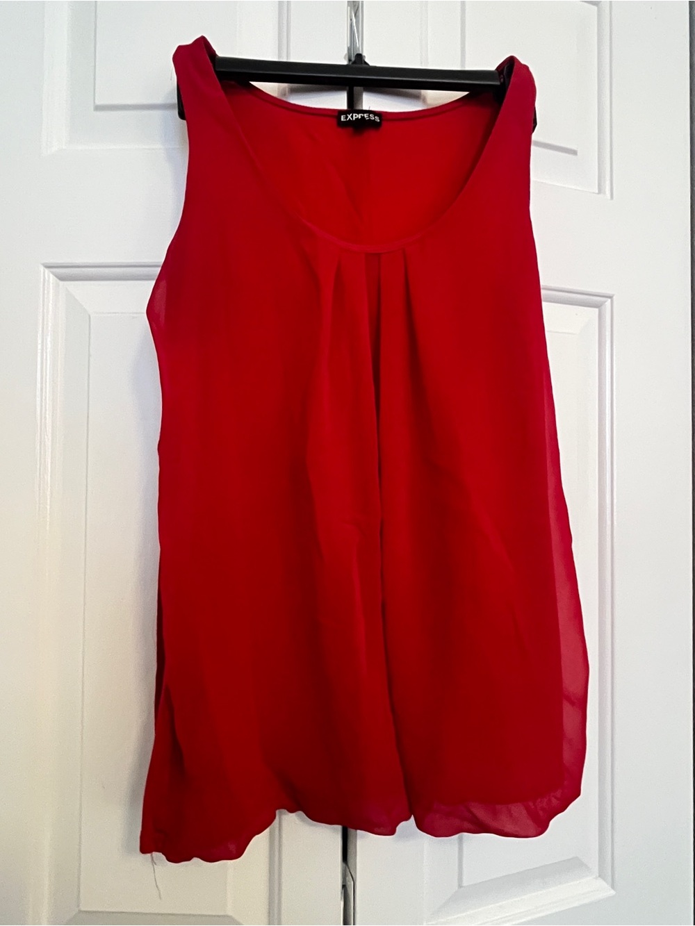 Express Red Sleeveless Pleated Shell Top